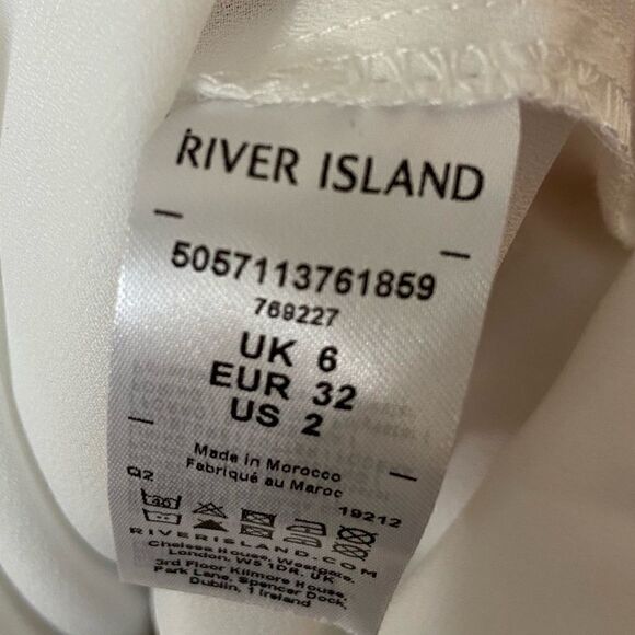 NWT River Island Maxi Blue Dress Petite Floral Bardot Size 2 - Picture 13 of 14